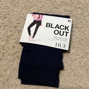 NWT! Hue black out Navy cotton leggings